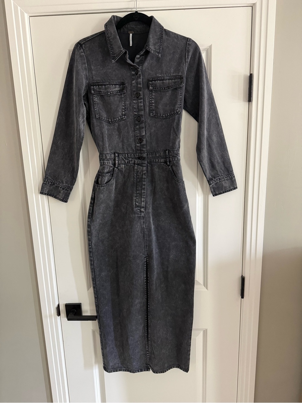 YFB Classic Black Benson Washed Denim Shirt Dress - Midi, XS, worn once